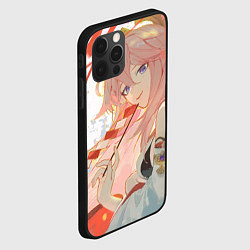 Чехол для iPhone 12 Pro Genshin Impact Яэ Miko smile kitsune, цвет: 3D-черный — фото 2