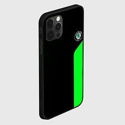 Чехол для iPhone 12 Pro Skoda pattern sport green, цвет: 3D-черный — фото 2