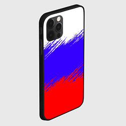 Чехол для iPhone 12 Pro Триколор штрихи, цвет: 3D-черный — фото 2