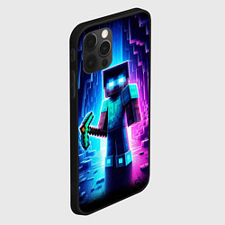 Чехол для iPhone 12 Pro Minecraft - neon character ai art, цвет: 3D-черный — фото 2