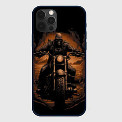 Чехол для iPhone 12 Pro Скелет едет на старом мотоцикле, цвет: 3D-черный
