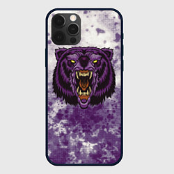 Чехол для iPhone 12 Pro Фиолетовый медведь голова, цвет: 3D-черный