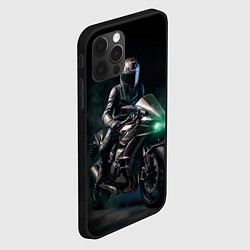Чехол для iPhone 12 Pro Мотоциклист ночью, цвет: 3D-черный — фото 2