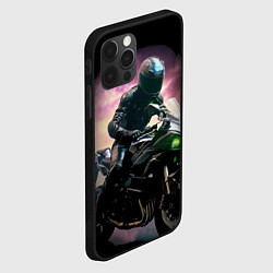 Чехол для iPhone 12 Pro Мотоциклист в тумане, цвет: 3D-черный — фото 2