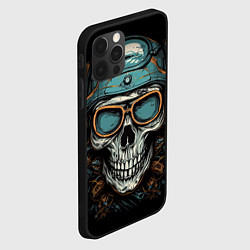Чехол для iPhone 12 Pro Череп мотоциклиста в очках, цвет: 3D-черный — фото 2