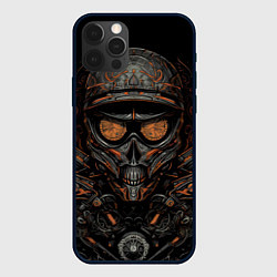 Чехол для iPhone 12 Pro Темный череп мотоциклиста, цвет: 3D-черный