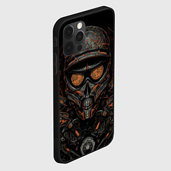 Чехол для iPhone 12 Pro Темный череп мотоциклиста, цвет: 3D-черный — фото 2
