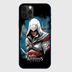 Чехол для iPhone 12 Pro Assassins creed белый костюм, цвет: 3D-черный
