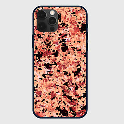 Чехол для iPhone 12 Pro Абстракция персиковый пятнистый, цвет: 3D-черный