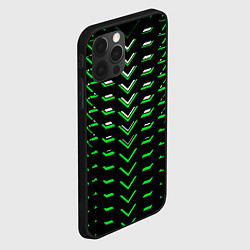 Чехол для iPhone 12 Pro Зелёно-белые полосы на чёрном фоне, цвет: 3D-черный — фото 2