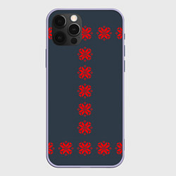 Чехол для iPhone 12 Pro Этно - темный, цвет: 3D-светло-сиреневый