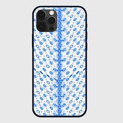 Чехол для iPhone 12 Pro Синие киберпанк ячейки на белом фоне, цвет: 3D-черный