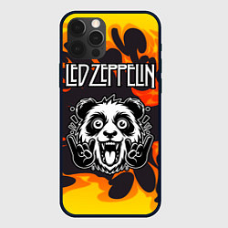 Чехол для iPhone 12 Pro Led Zeppelin рок панда и огонь, цвет: 3D-черный