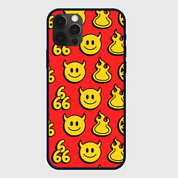 Чехол для iPhone 12 Pro 666 y2k emoji pattern, цвет: 3D-черный