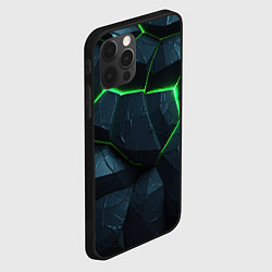 Чехол для iPhone 12 Pro Abstract dark green geometry style, цвет: 3D-черный — фото 2