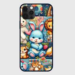 Чехол для iPhone 12 Pro Funny hare and his friends - patchwork, цвет: 3D-черный