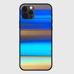 Чехол для iPhone 12 Pro Голубые и коричневые полосы, цвет: 3D-черный