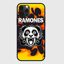 Чехол для iPhone 12 Pro Ramones рок панда и огонь, цвет: 3D-черный