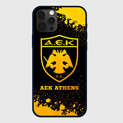 Чехол для iPhone 12 Pro AEK Athens - gold gradient, цвет: 3D-черный