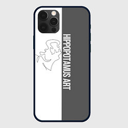 Чехол для iPhone 12 Pro Hippopotamus art, цвет: 3D-черный