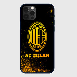 Чехол для iPhone 12 Pro AC Milan - gold gradient, цвет: 3D-черный