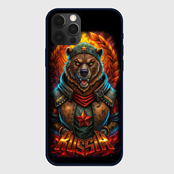 Чехол для iPhone 12 Pro Русский военный медведь солдат, цвет: 3D-черный