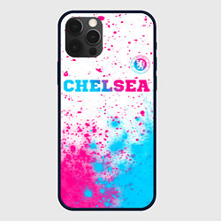 Чехол для iPhone 12 Pro Chelsea neon gradient style посередине, цвет: 3D-черный