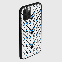 Чехол для iPhone 12 Pro Black and blue stripes on a white background, цвет: 3D-черный — фото 2