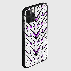 Чехол для iPhone 12 Pro Black and purple stripes on a white background, цвет: 3D-черный — фото 2