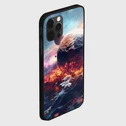 Чехол для iPhone 12 Pro Космическое столкновение планет, цвет: 3D-черный — фото 2