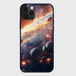 Чехол для iPhone 12 Pro Метеориты и планета, цвет: 3D-черный