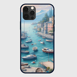 Чехол для iPhone 12 Pro Гавань с лодками, цвет: 3D-черный