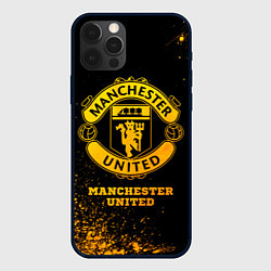 Чехол для iPhone 12 Pro Manchester United - gold gradient, цвет: 3D-черный