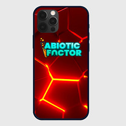 Чехол iPhone 12 Pro Abiotic Factor логотип на красном неоновом фоне