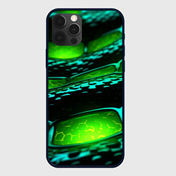 Чехол для iPhone 12 Pro Зеленая змеиная абстрактная текстура, цвет: 3D-черный