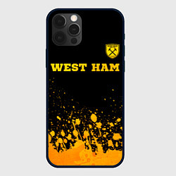 Чехол для iPhone 12 Pro West Ham - gold gradient посередине, цвет: 3D-черный