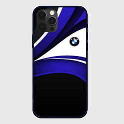 Чехол iPhone 12 Pro BMW Logotype - blue waves