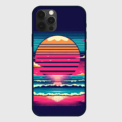 Чехол iPhone 12 Pro Закат на пляже vaporwave