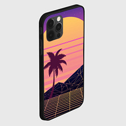 Чехол для iPhone 12 Pro Vaporwave геометрические горы и силуэты пальм, цвет: 3D-черный — фото 2