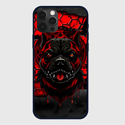Чехол для iPhone 12 Pro Раздражённый питбуль голова, цвет: 3D-черный