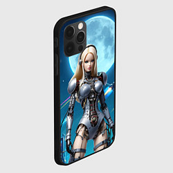 Чехол для iPhone 12 Pro Кибер Барби из будущего под луной - нейросеть, цвет: 3D-черный — фото 2