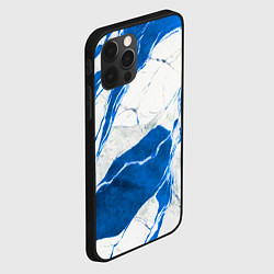 Чехол для iPhone 12 Pro Бело-синий мрамор, цвет: 3D-черный — фото 2