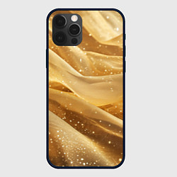 Чехол для iPhone 12 Pro Золотистая текстура с блестками, цвет: 3D-черный