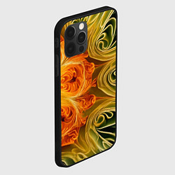 Чехол для iPhone 12 Pro Зелено-оранжевый фрактал, цвет: 3D-черный — фото 2
