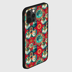 Чехол для iPhone 12 Pro Мандала с кошачьим орнаментом, цвет: 3D-черный — фото 2