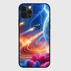 Чехол iPhone 12 Pro Полёт к сатурну - нейросеть