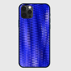 Чехол для iPhone 12 Pro Синий ультрамарин абстрактные полосы, цвет: 3D-черный
