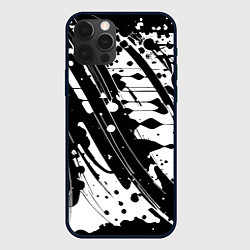 Чехол для iPhone 12 Pro Чёрно белая абстракция - кляксы, цвет: 3D-черный