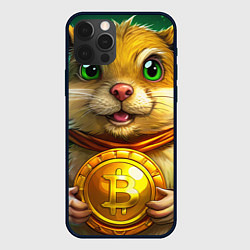 Чехол для iPhone 12 Pro Хомяк держит биток, цвет: 3D-черный