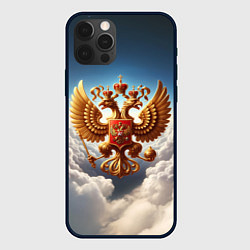Чехол для iPhone 12 Pro Герб России в облаках, цвет: 3D-черный